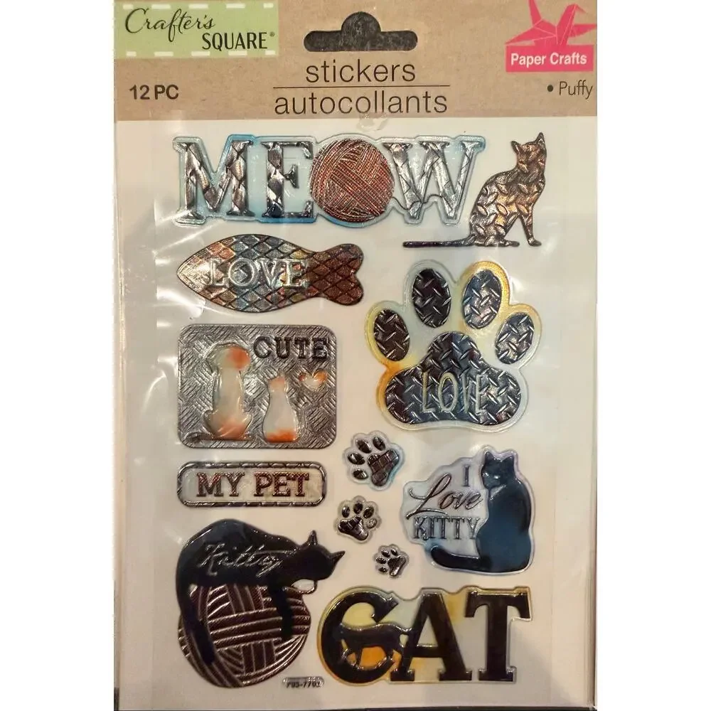 67pc Crafter’s Square Puffy Paper Craft Stickers Autocollants, Scrapbook Sticker
